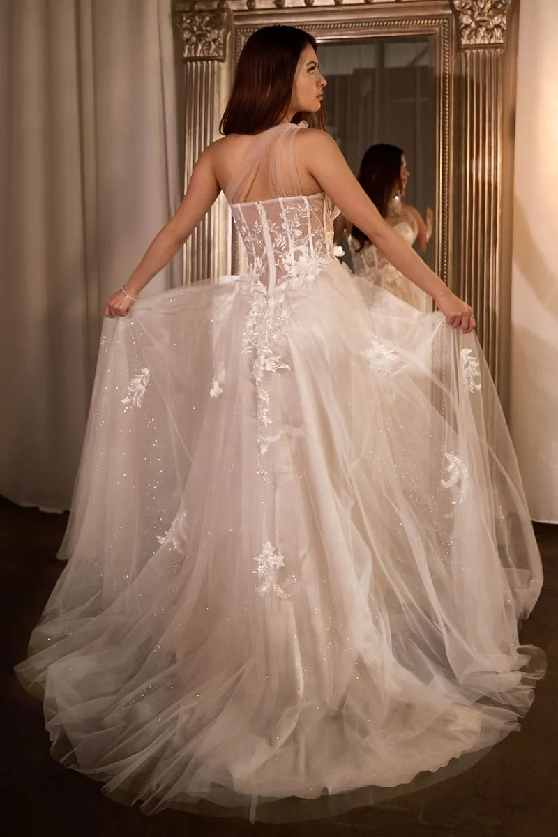 ONE SHOULDER A-LINE BRIDAL GOWN CDA1053W