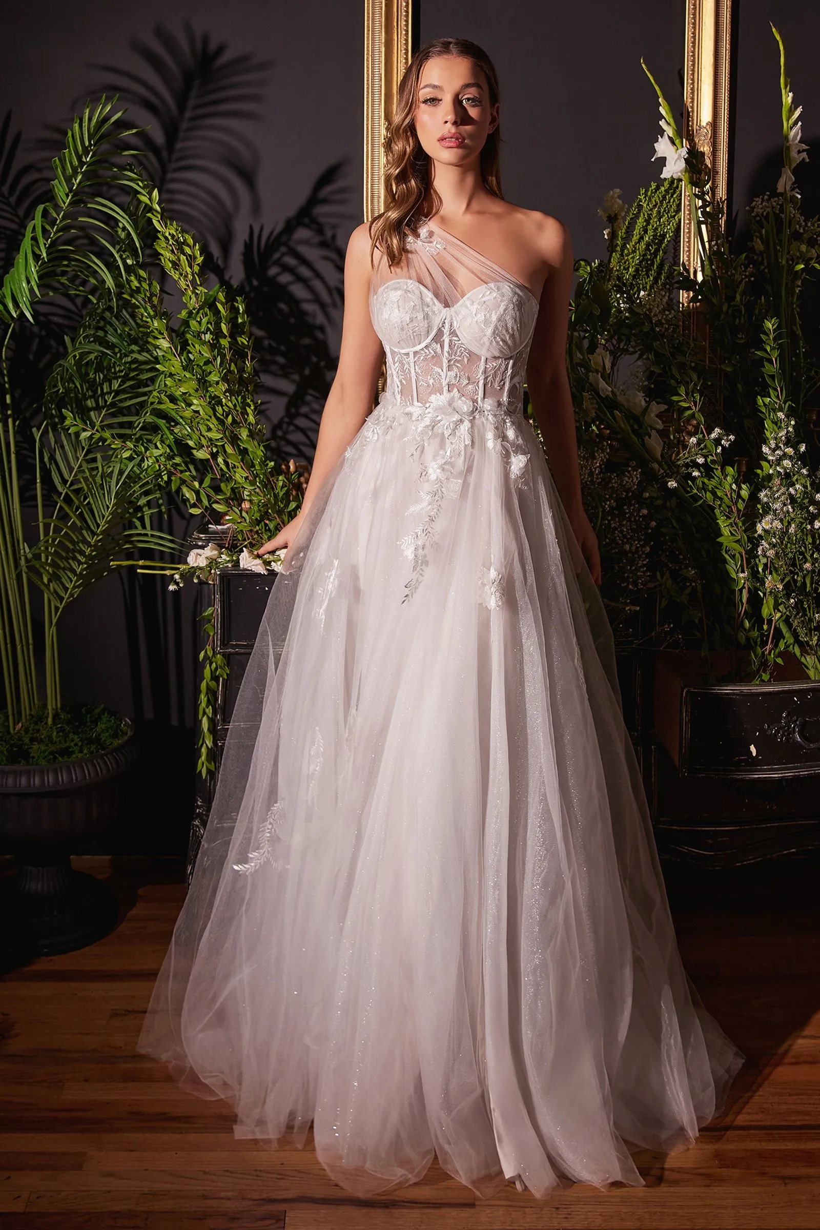 ONE SHOULDER A-LINE BRIDAL GOWN CDA1053W