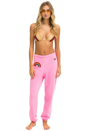 RAINBOW EMBROIDERY SWEATPANTS - NEON PINK