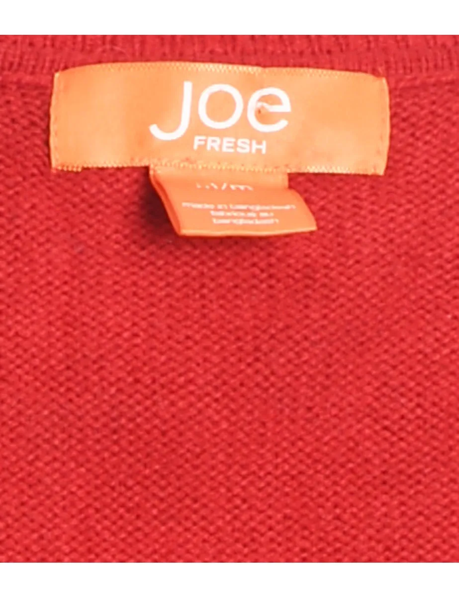 Red Christmas Tree Design Jumper - M