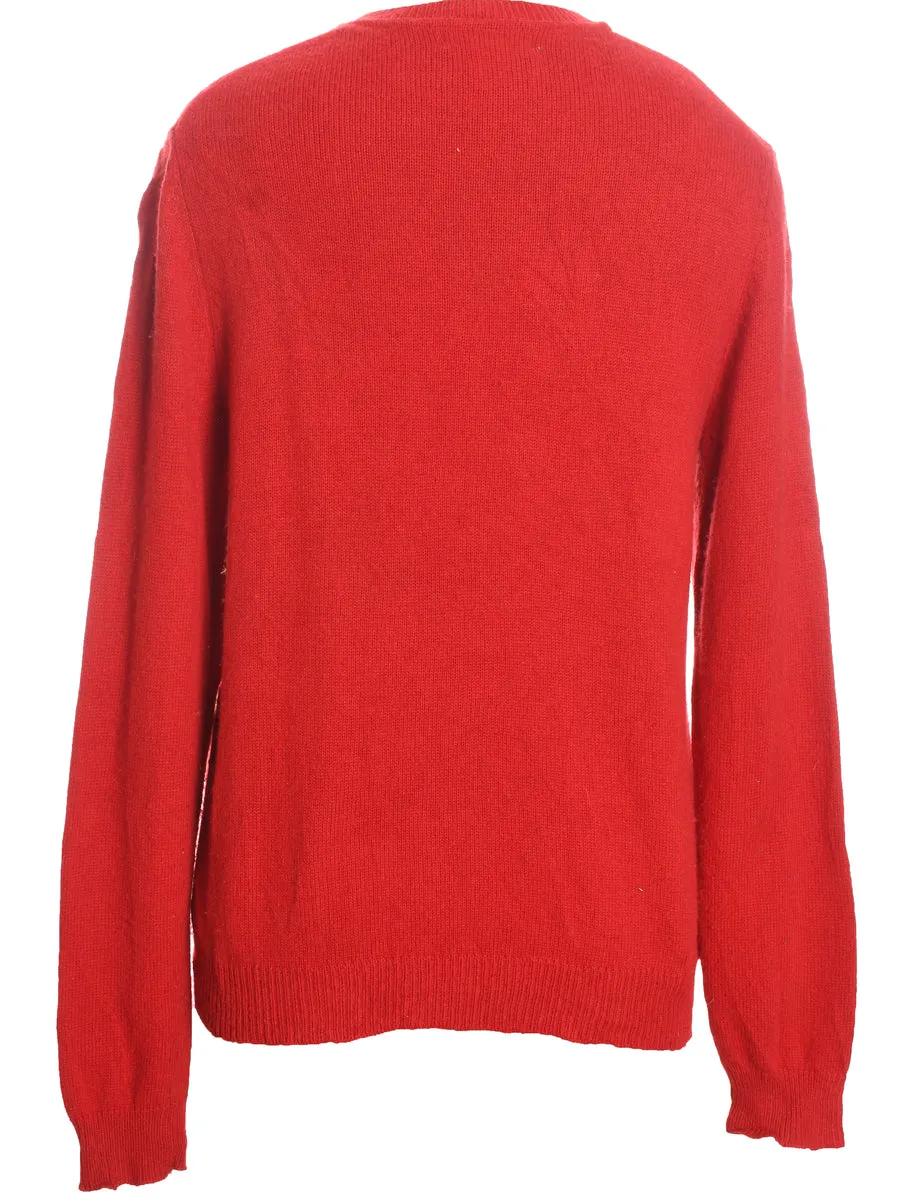 Red Christmas Tree Design Jumper - M