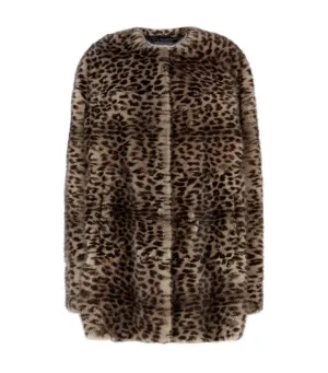 Sara Leopard Long Mink Coat