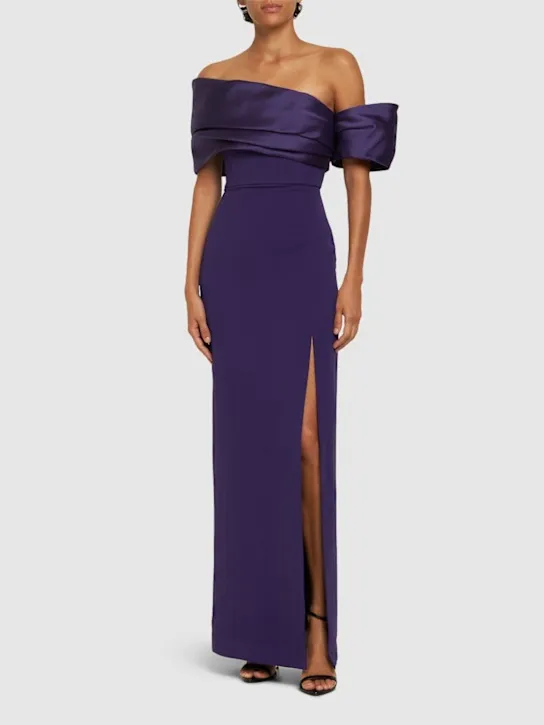 Solace London   Alexis twill &amp; crepe maxi dress 
