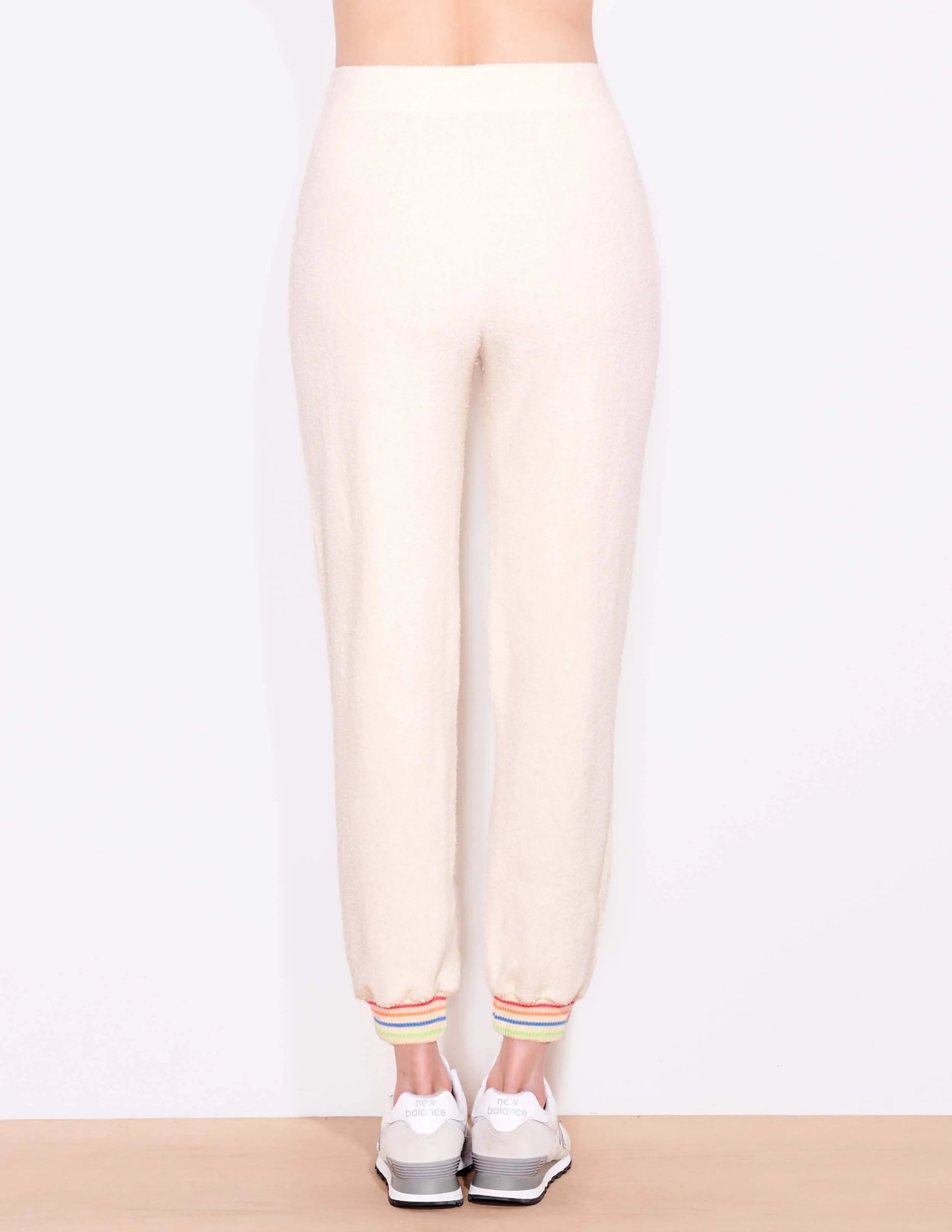 Stripe Cuff Faux Sherpa Jogger Eggshell ~ SUNDRY