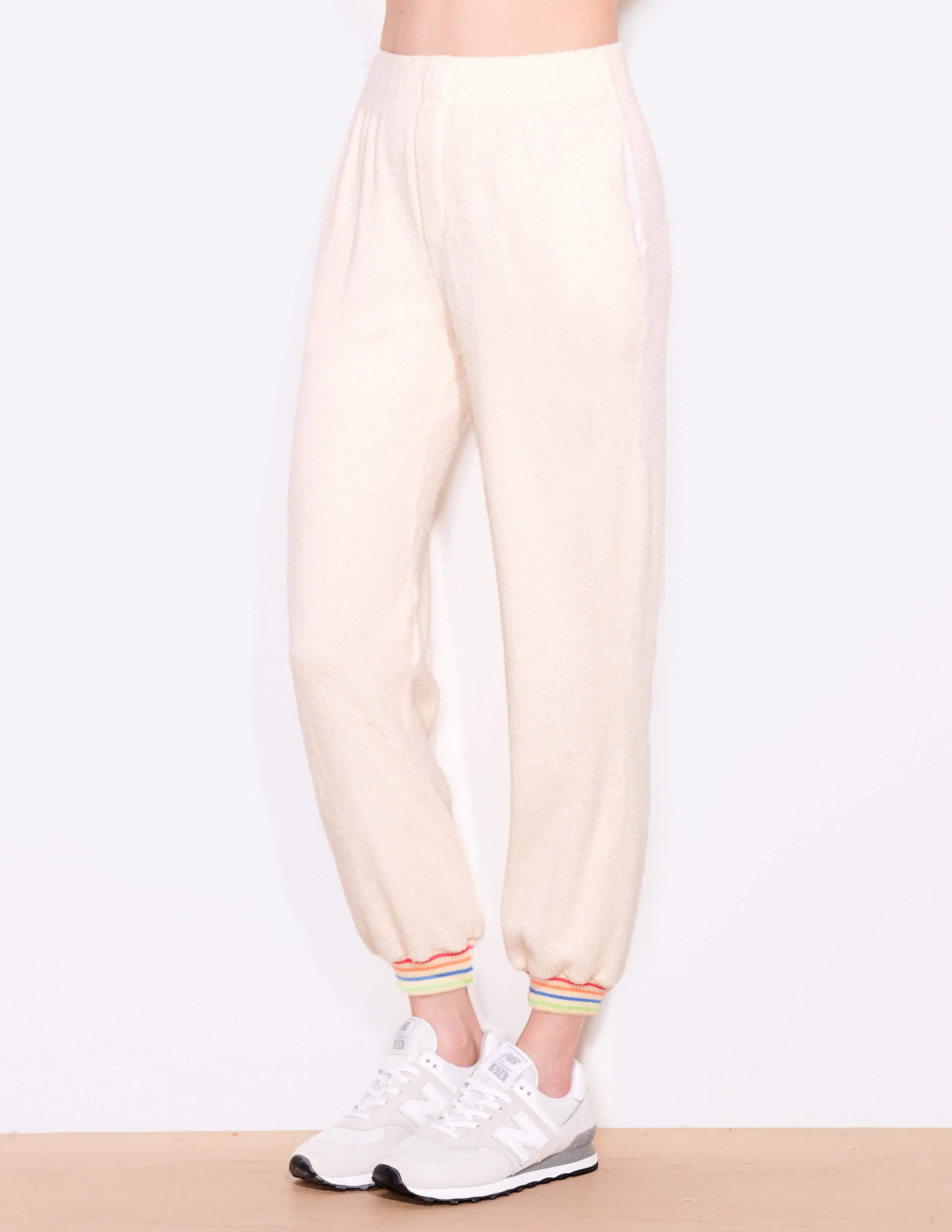 Stripe Cuff Faux Sherpa Jogger Eggshell ~ SUNDRY
