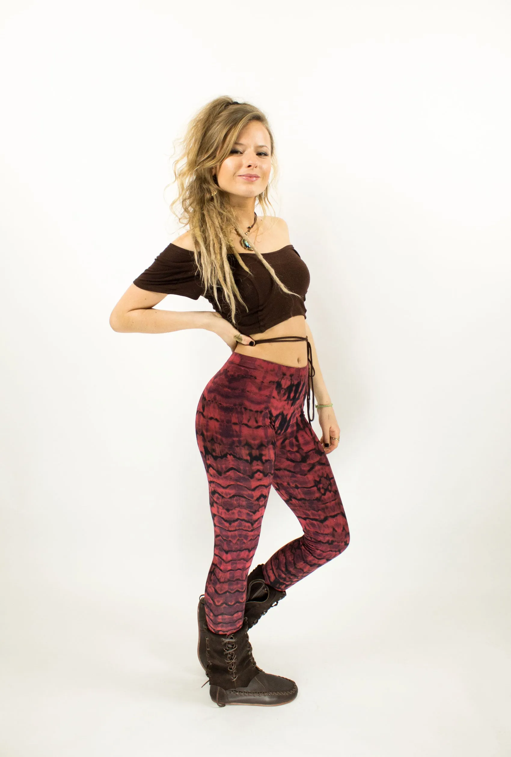 Tie Dye Leggings Red/Black