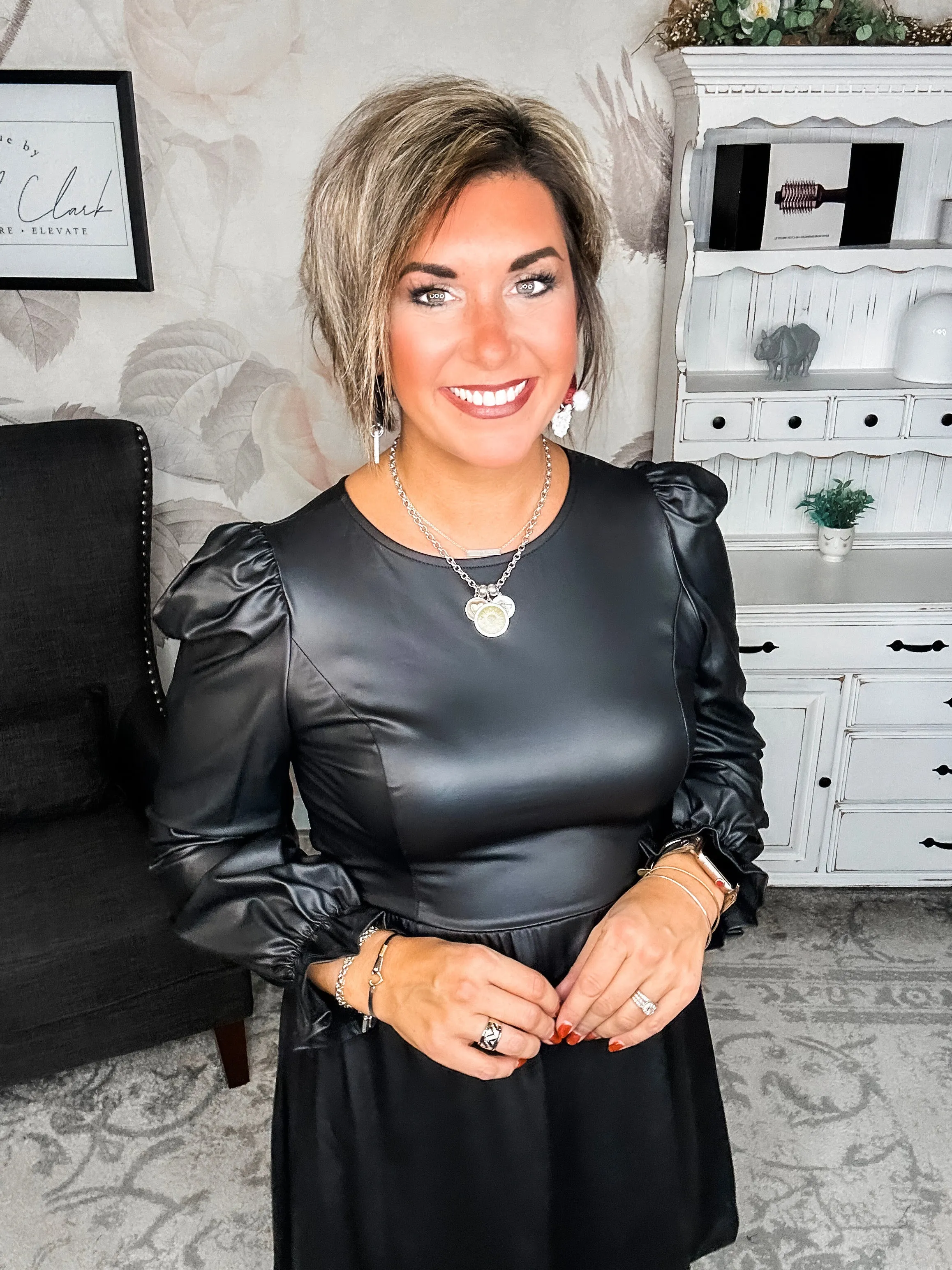 To The Edge Faux Leather Dress