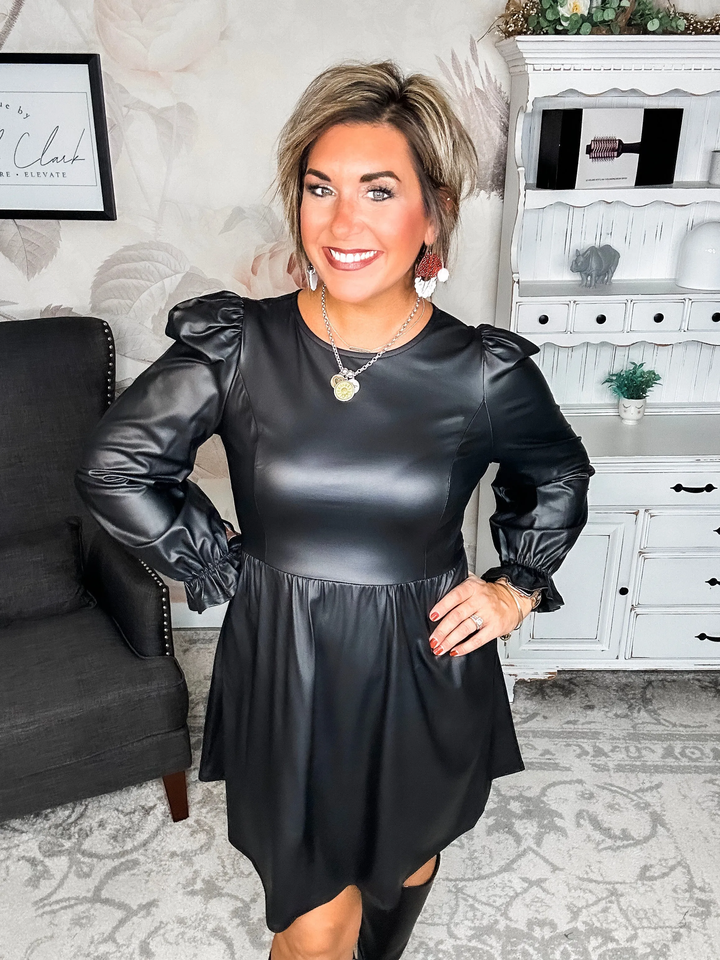 To The Edge Faux Leather Dress