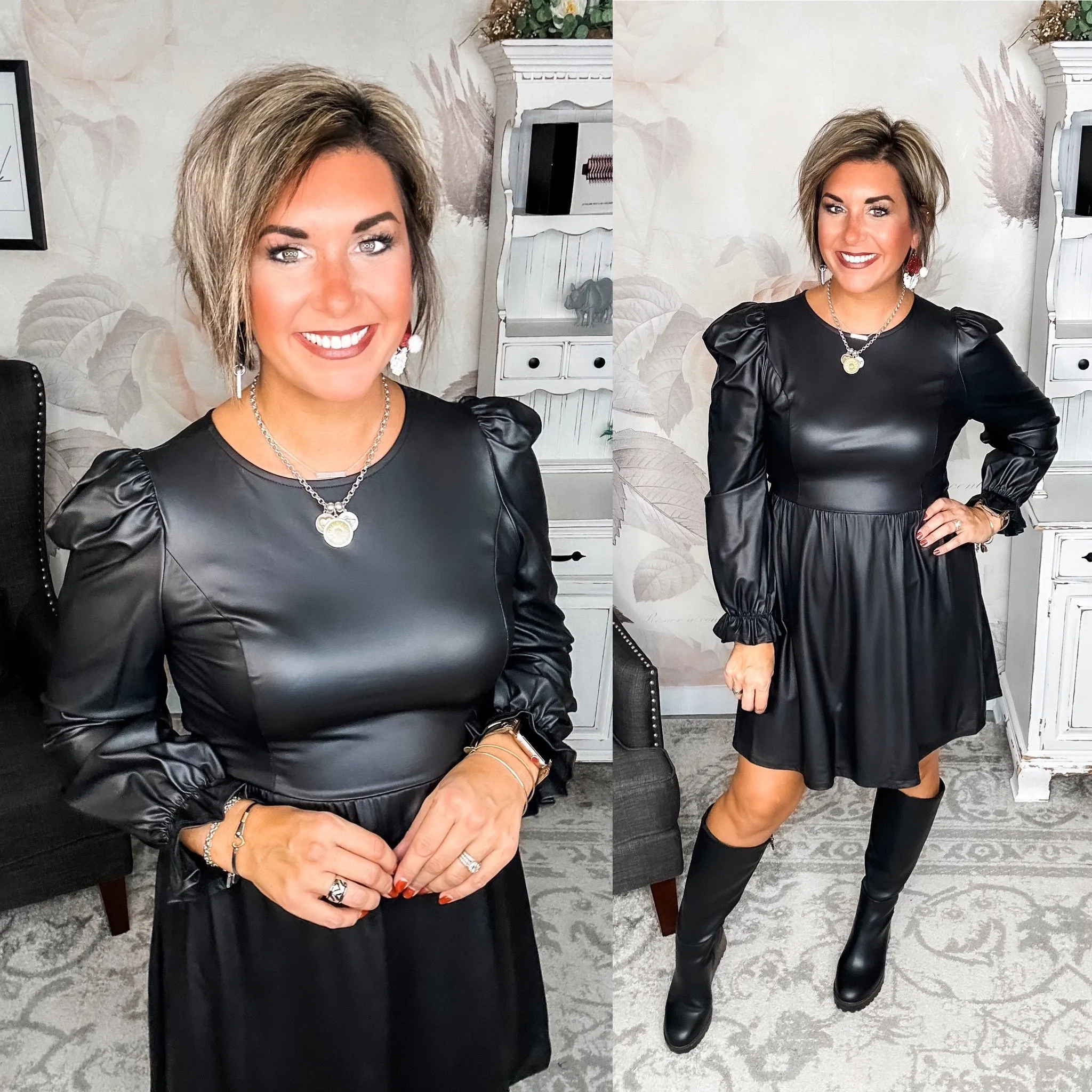 To The Edge Faux Leather Dress