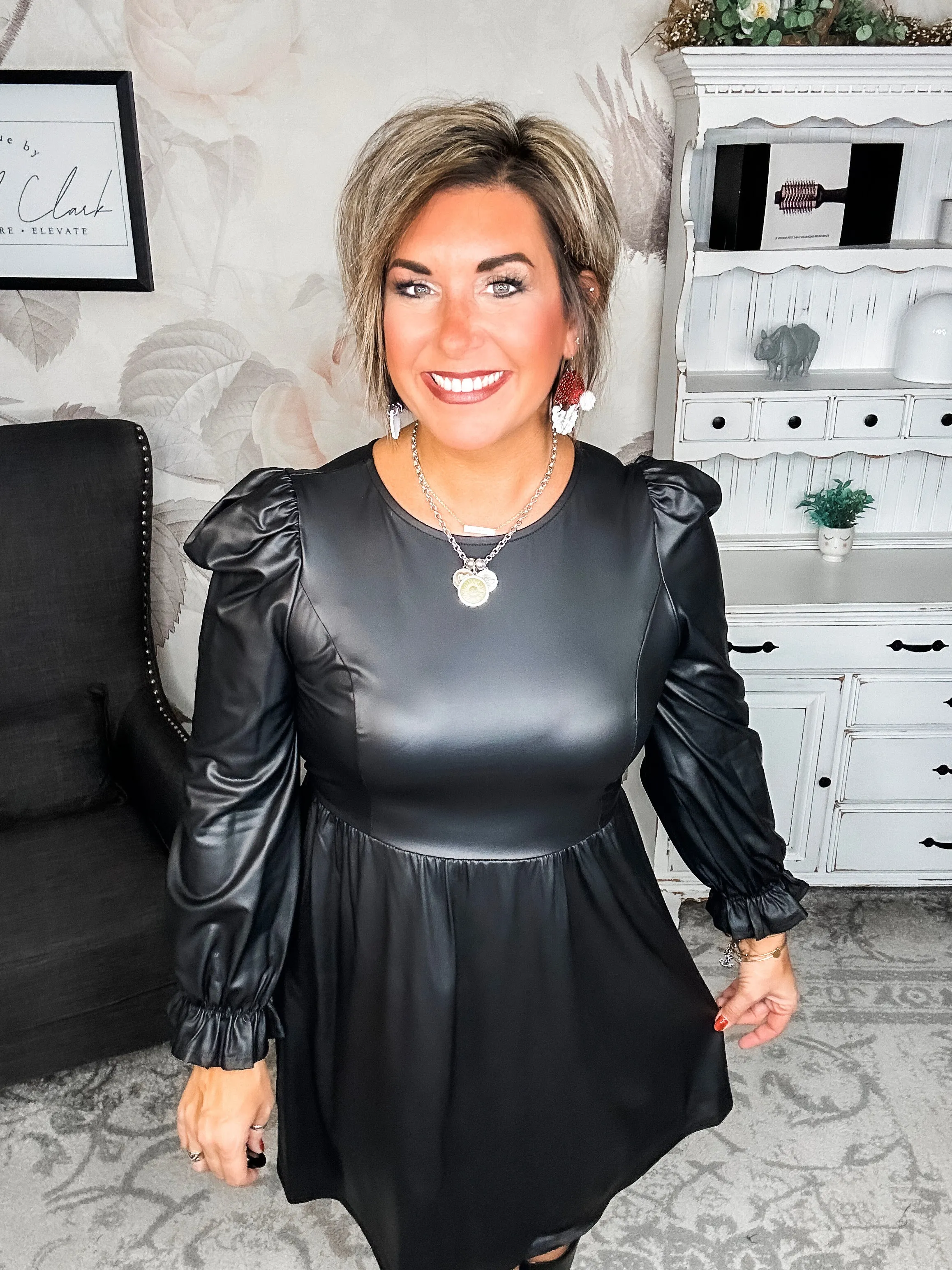 To The Edge Faux Leather Dress