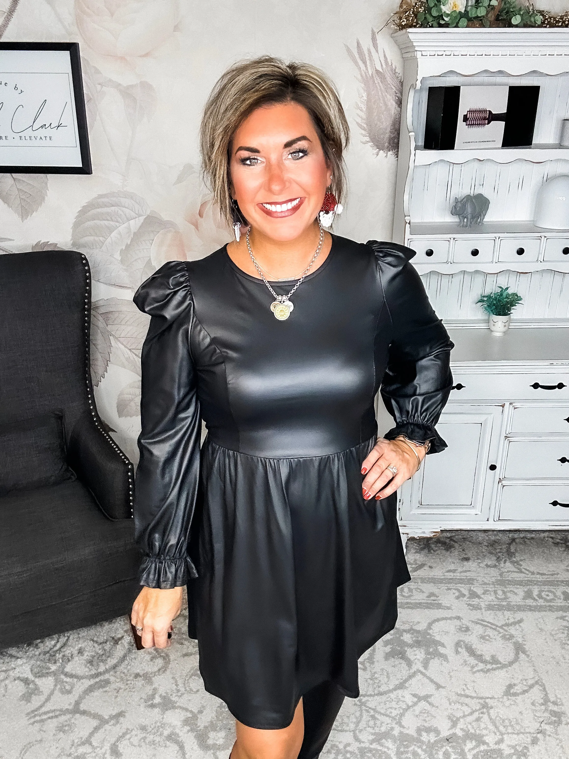 To The Edge Faux Leather Dress