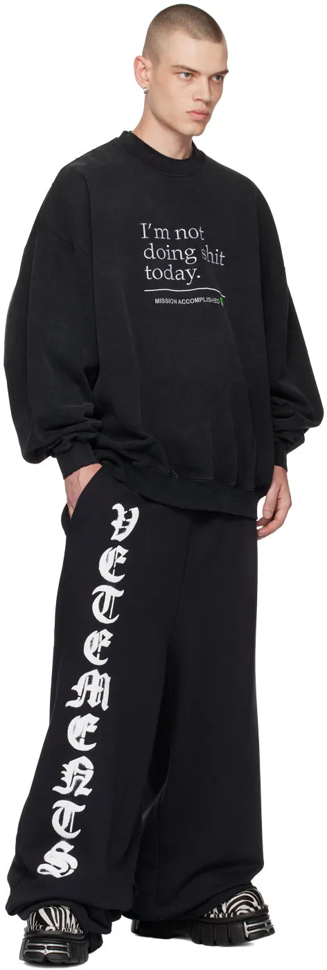 VETEMENTS Black Anarchy Sweatpants by Vetements