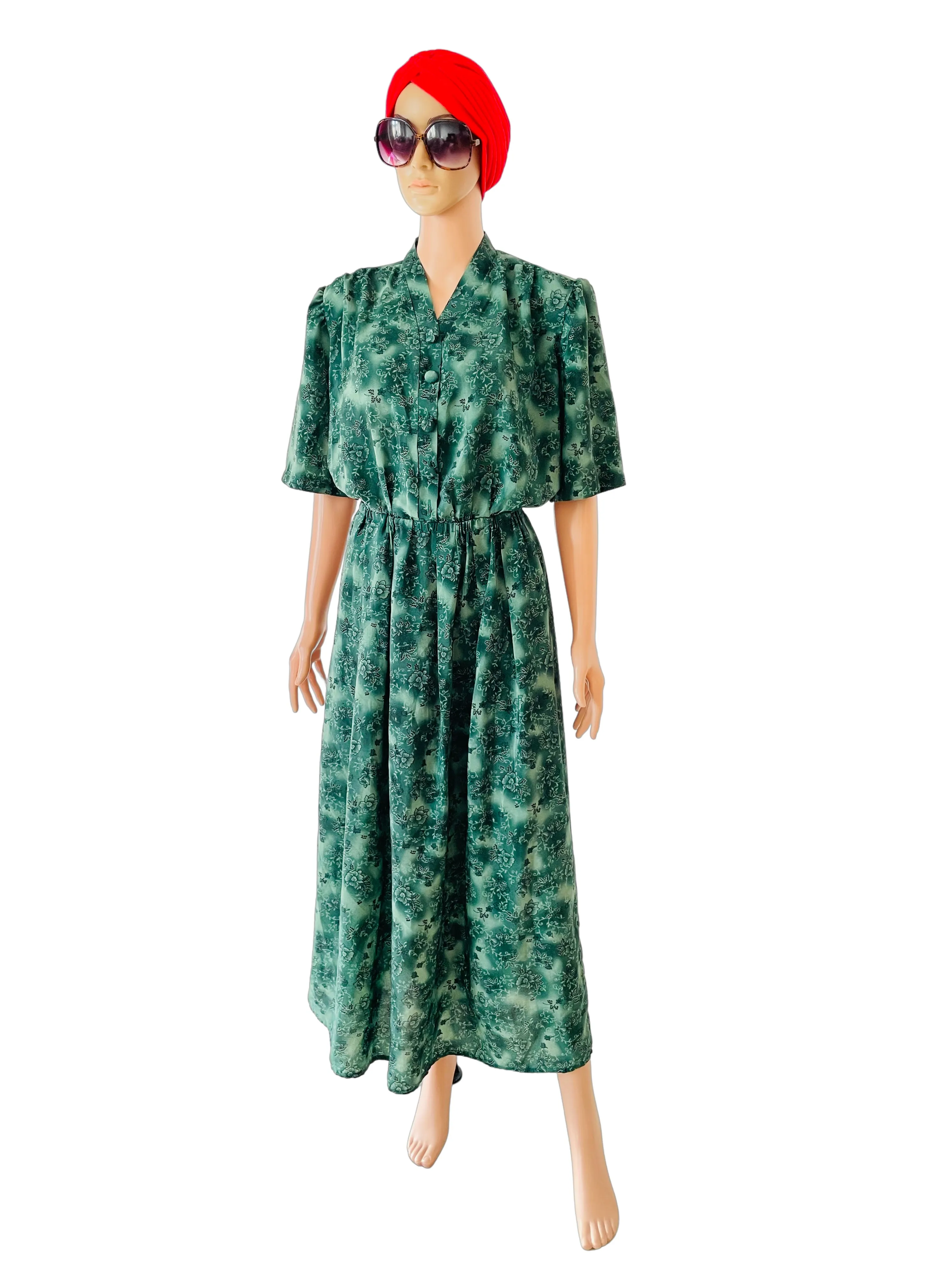 Vintage 1940's Maxi Green Land Girl Dress