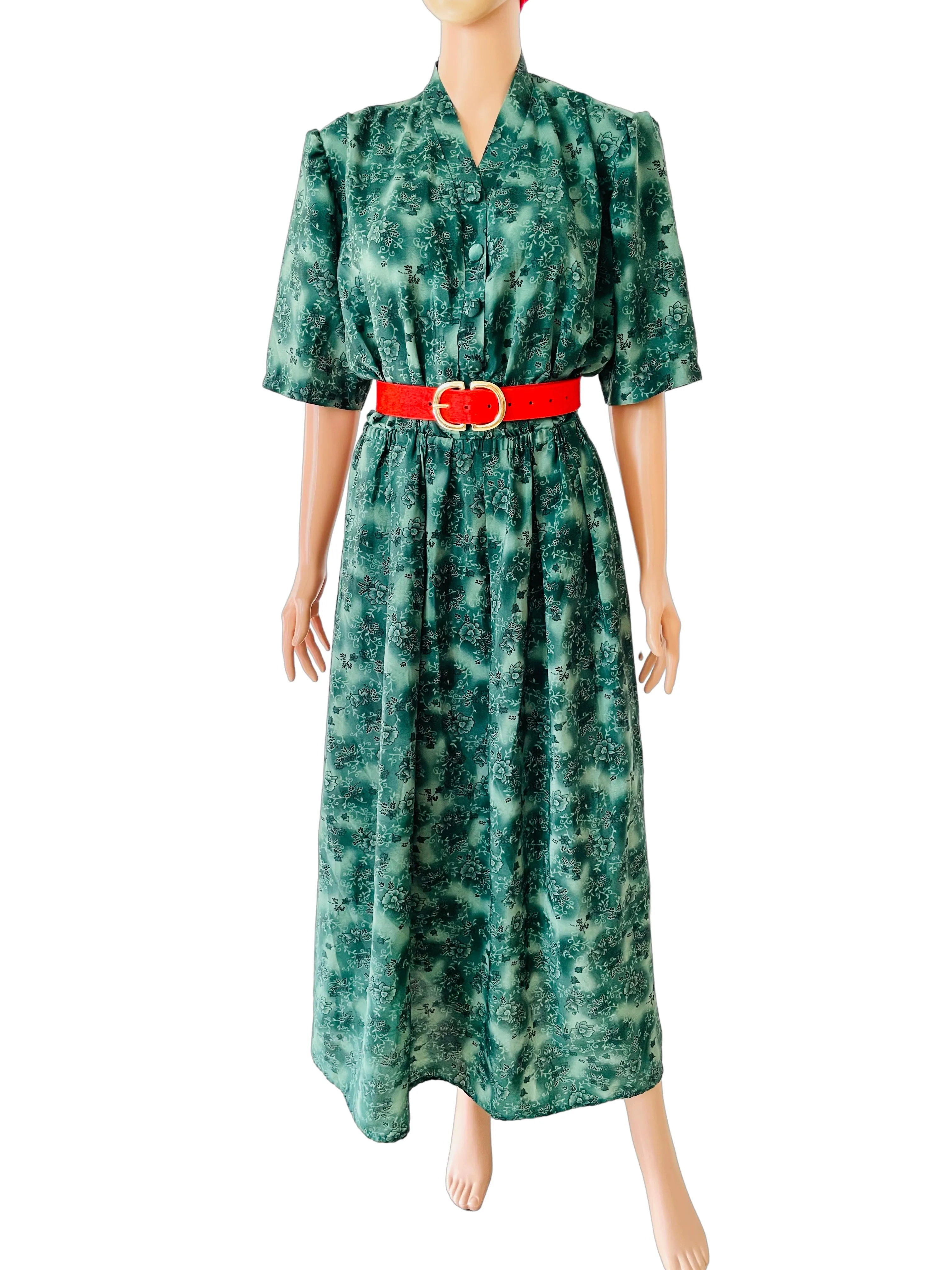 Vintage 1940's Maxi Green Land Girl Dress