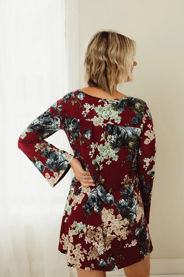 Wrap Bodice Floral Dress