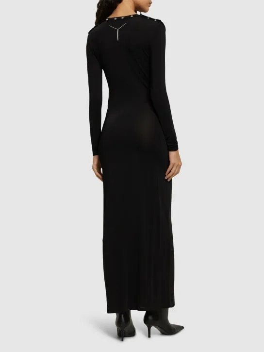 Y/PROJECT   Jersey long sleeve maxi dress w/ snaps 